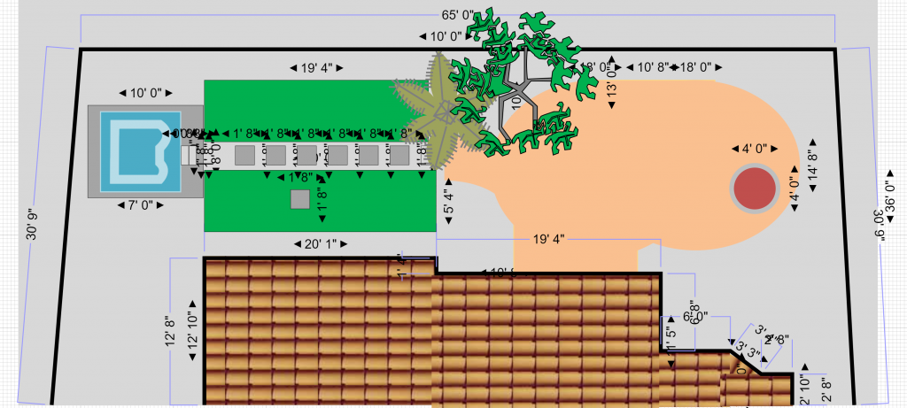 CAD drawing of back yard plan