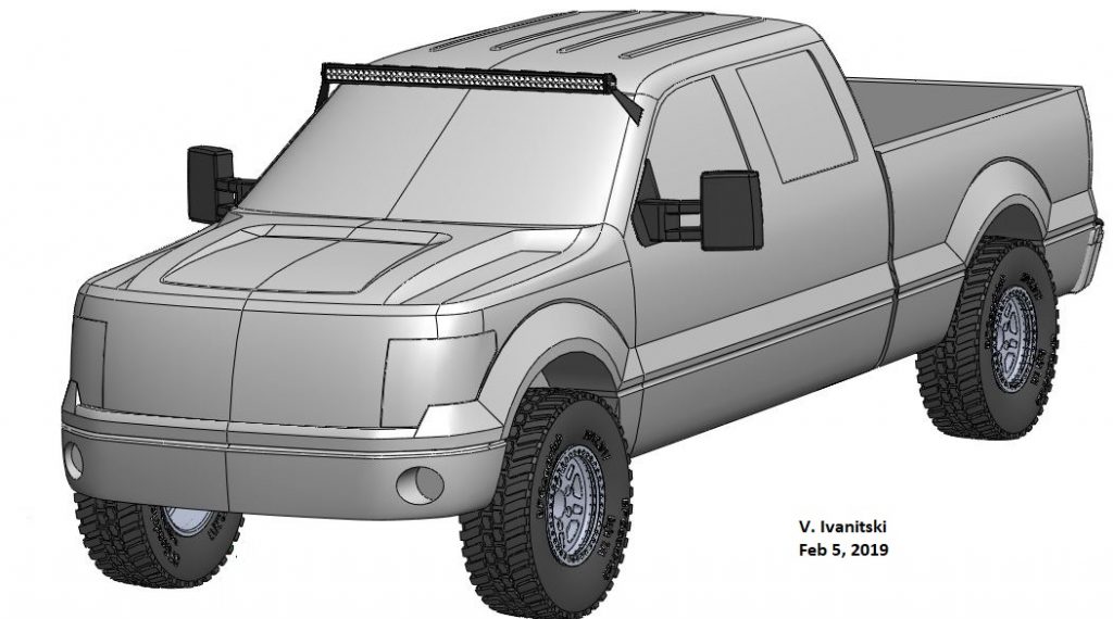 Ford F150 3D CAD model with LED Light Bar