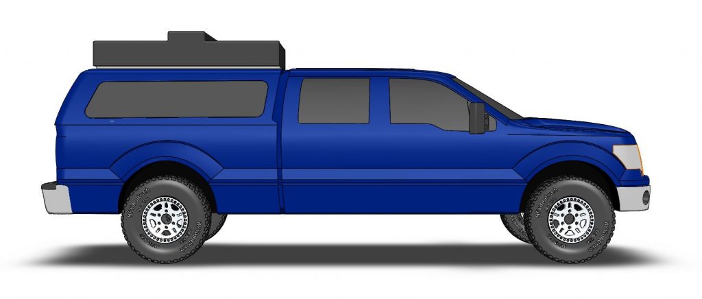 3D CAD model of Smittybilt roof top tent side view